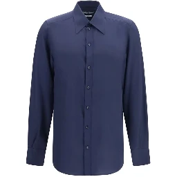 Blue Silk Dress Shirt