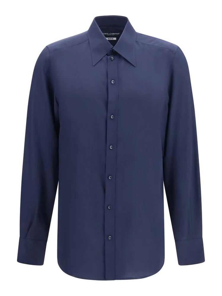 Blue Silk Dress Shirt