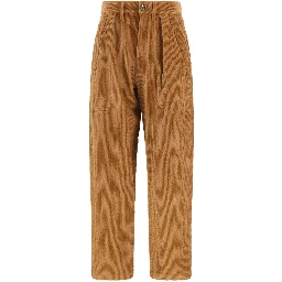 Brown Cotton Casual Pants
