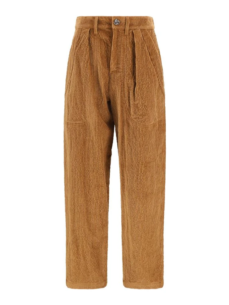Brown Cotton Casual Pants