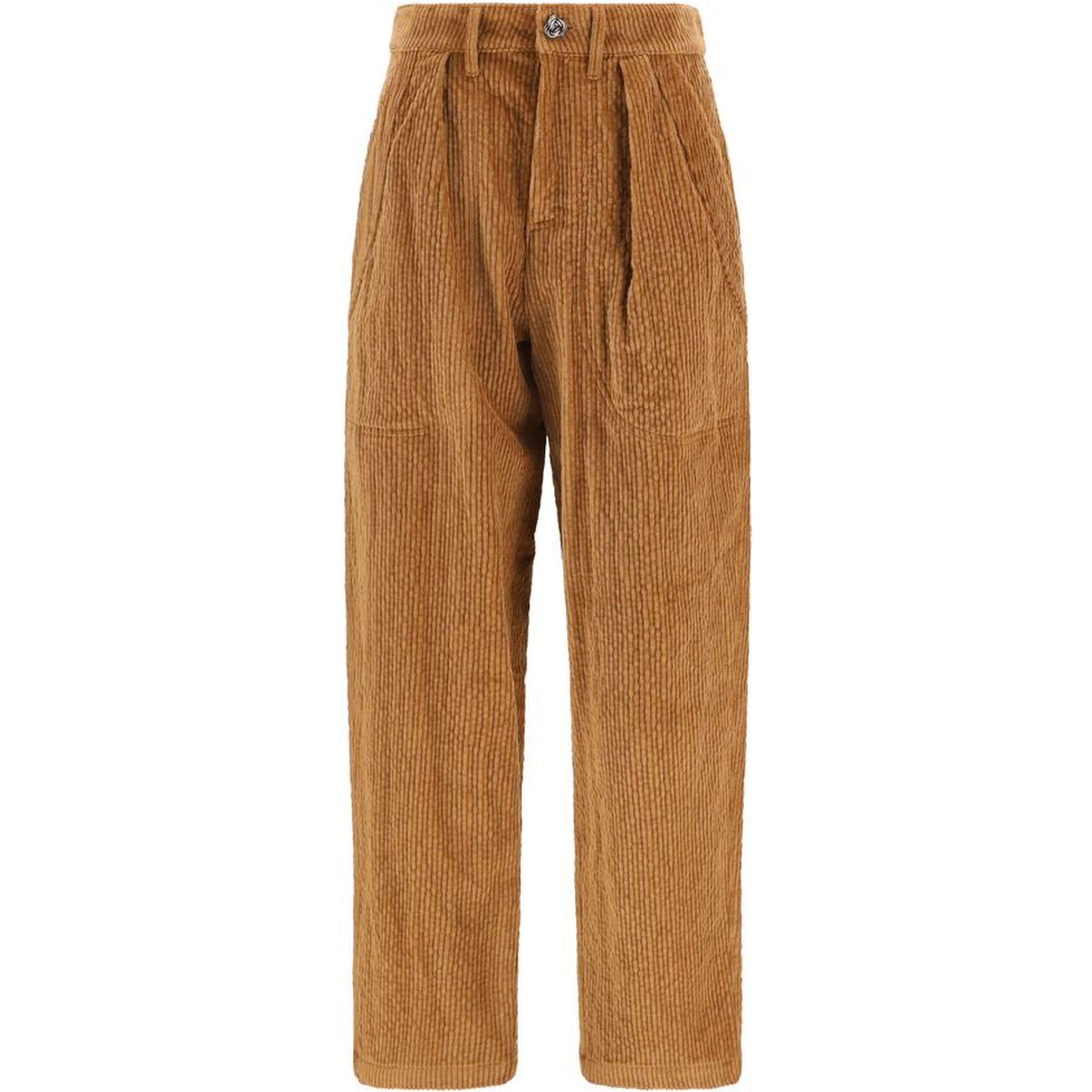 Brown Cotton Casual Pants