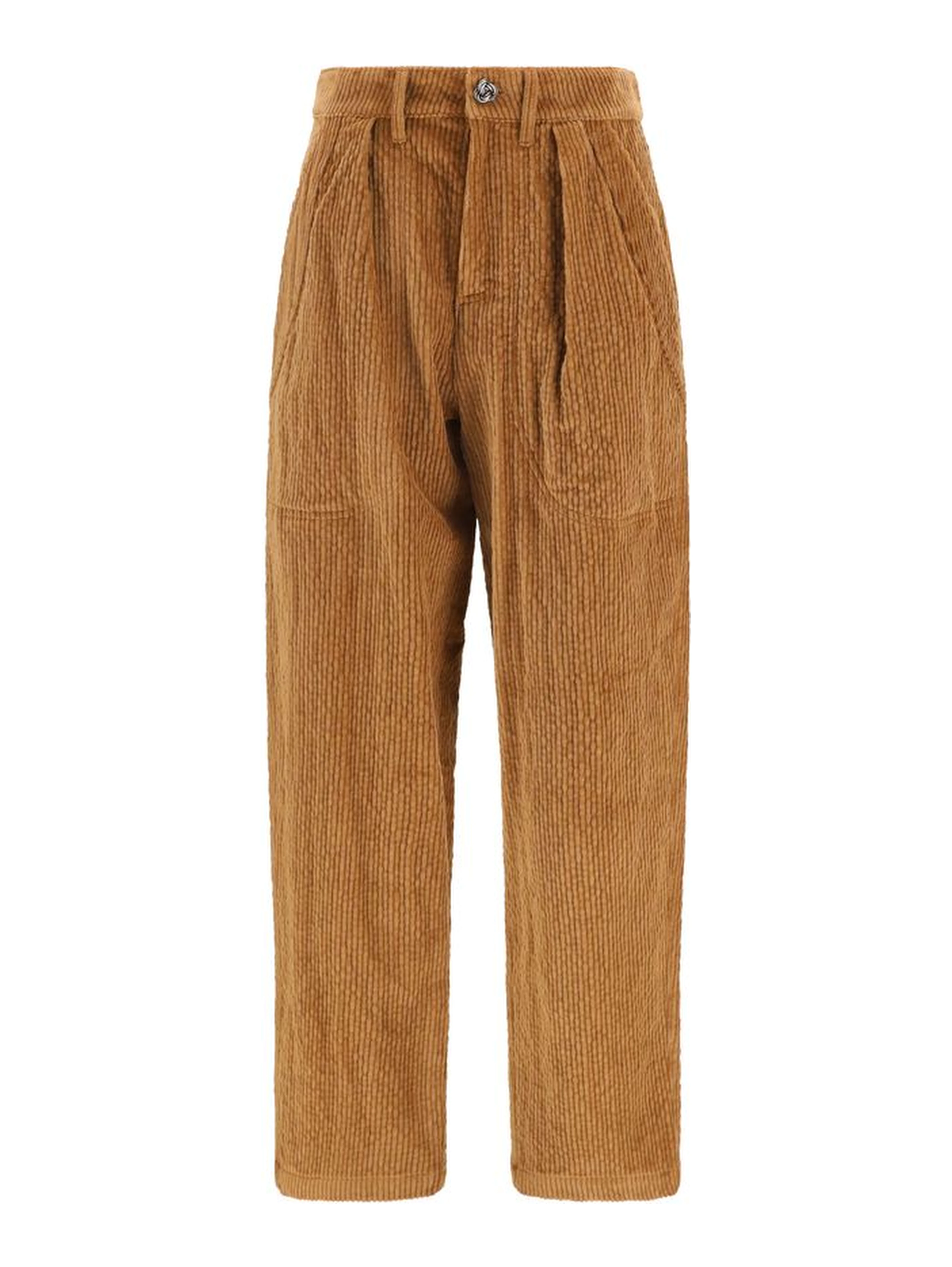 Brown Cotton Casual Pants