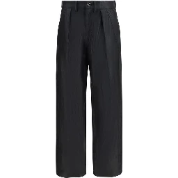 Black Polyester Casual Pants