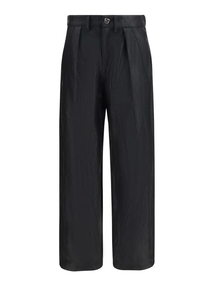 Black Polyester Casual Pants