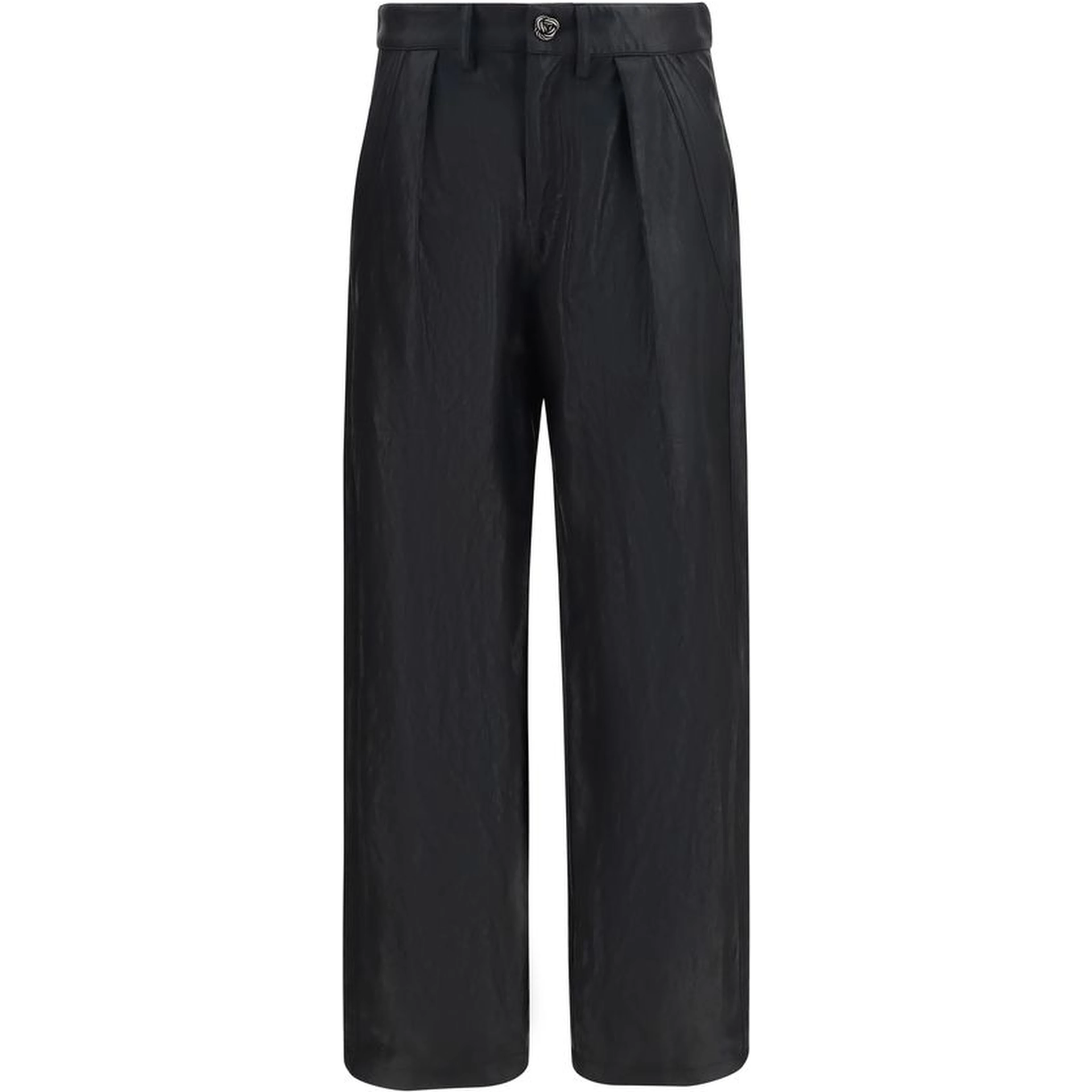 Black Polyester Casual Pants