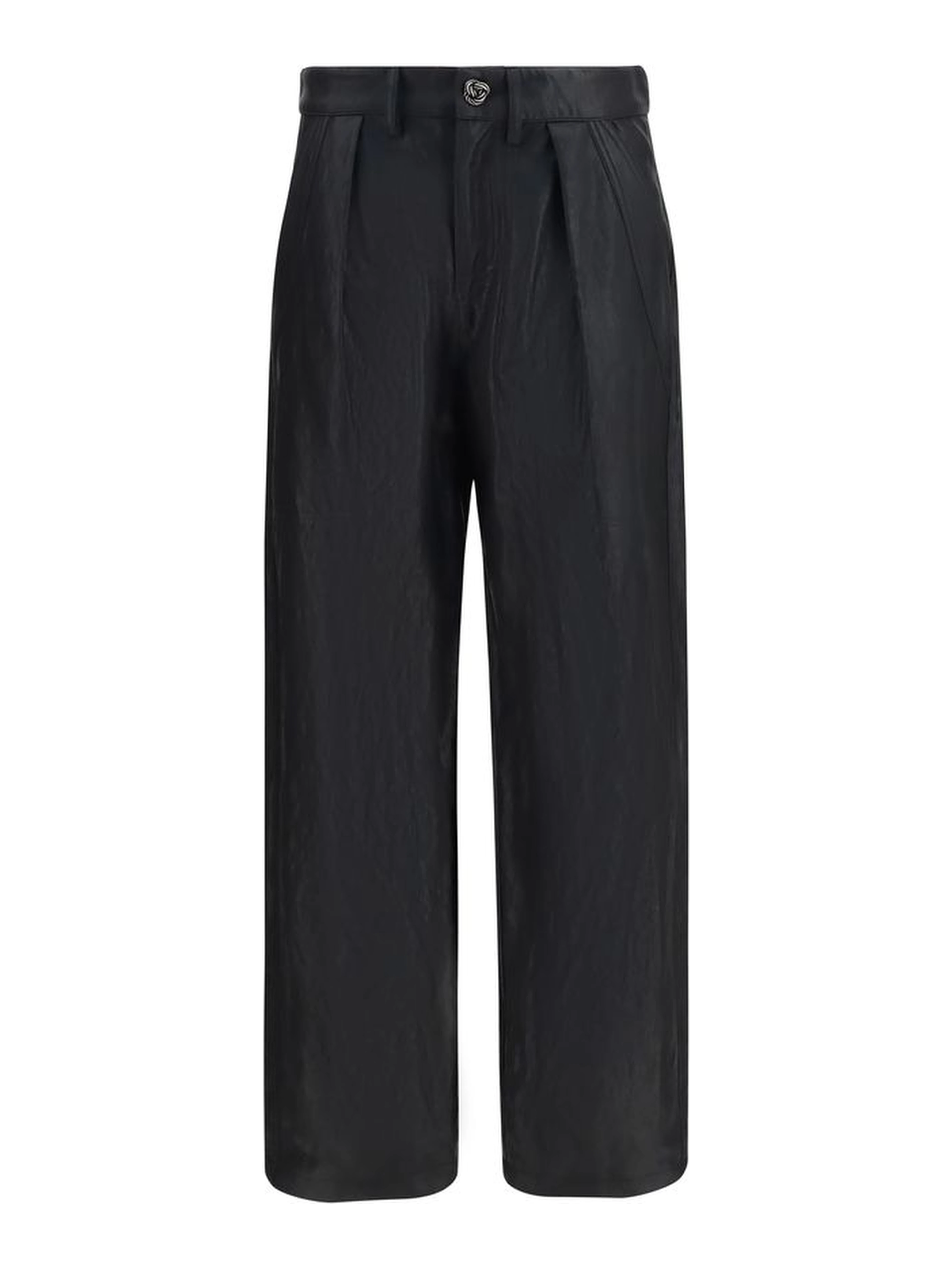 Black Polyester Casual Pants