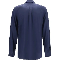 Blue Silk Dress Shirt