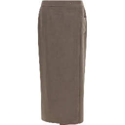 Brown Silk Long Skirt