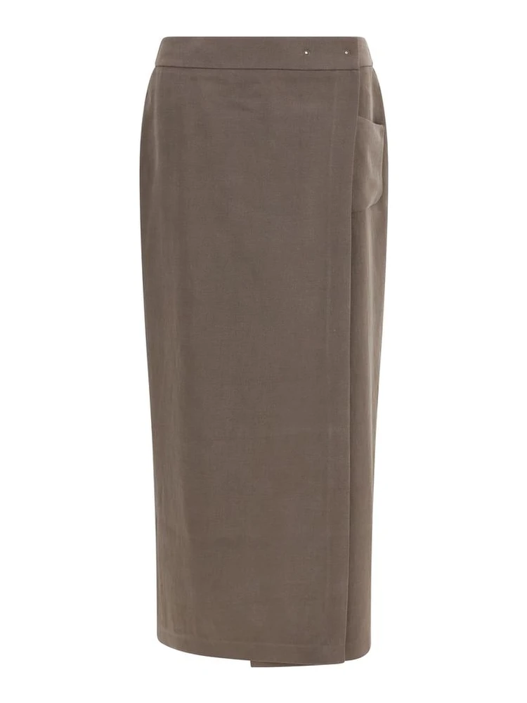 Brown Silk Long Skirt