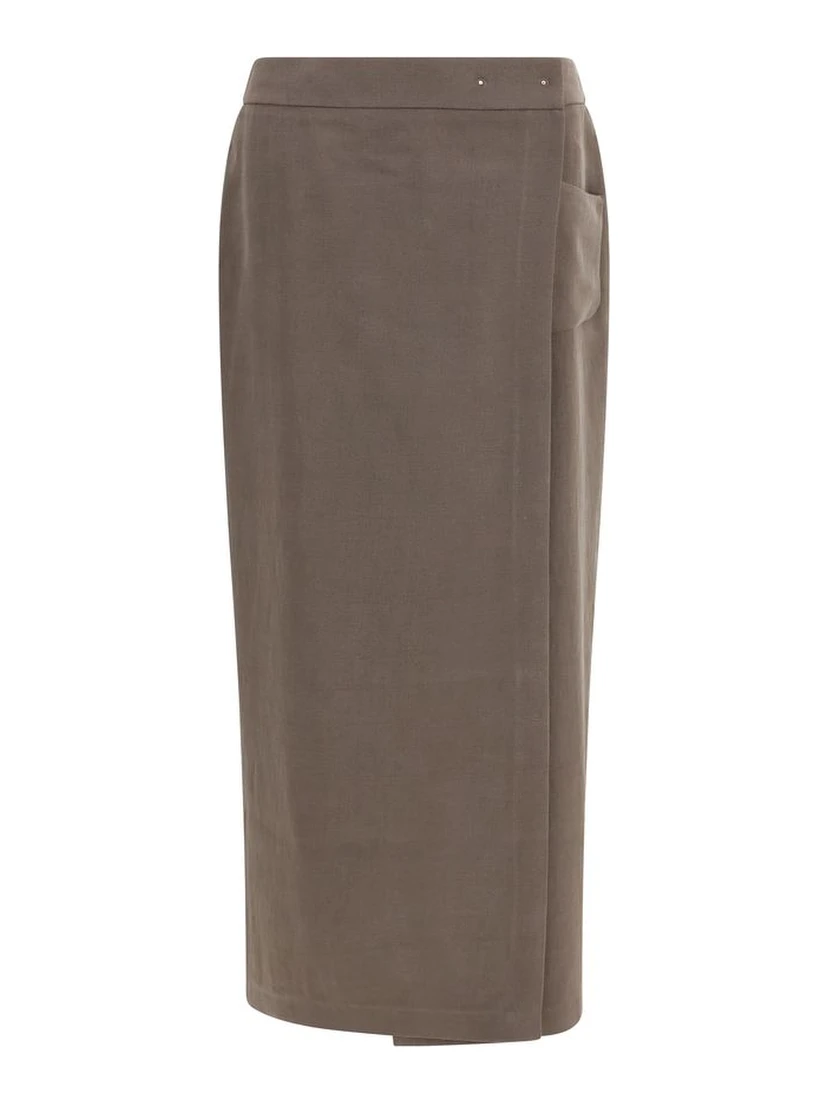 Brown Silk Long Skirt