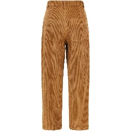 Brown Cotton Casual Pants