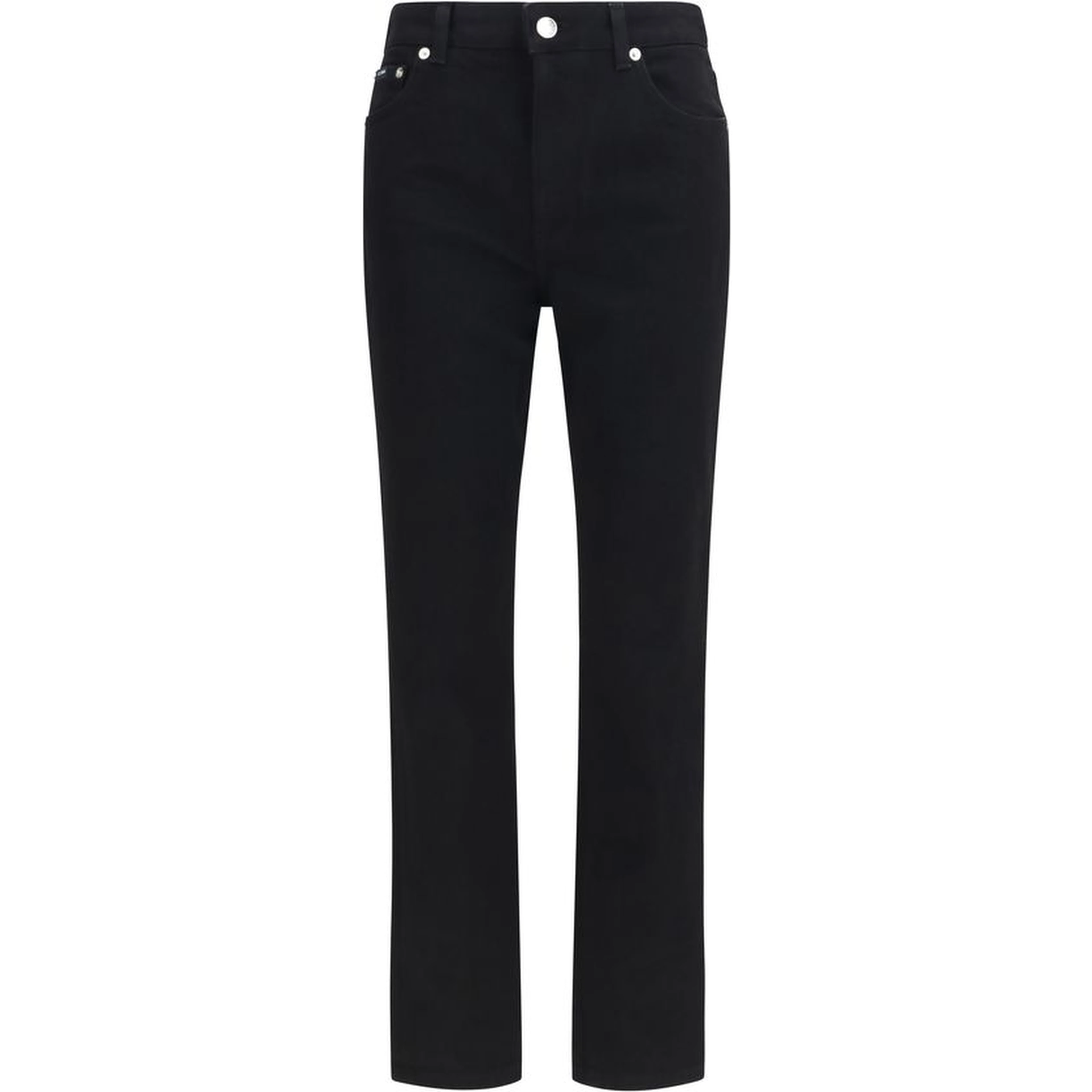 Black Cotton Straight-Leg Jeans