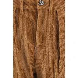 Brown Cotton Casual Pants