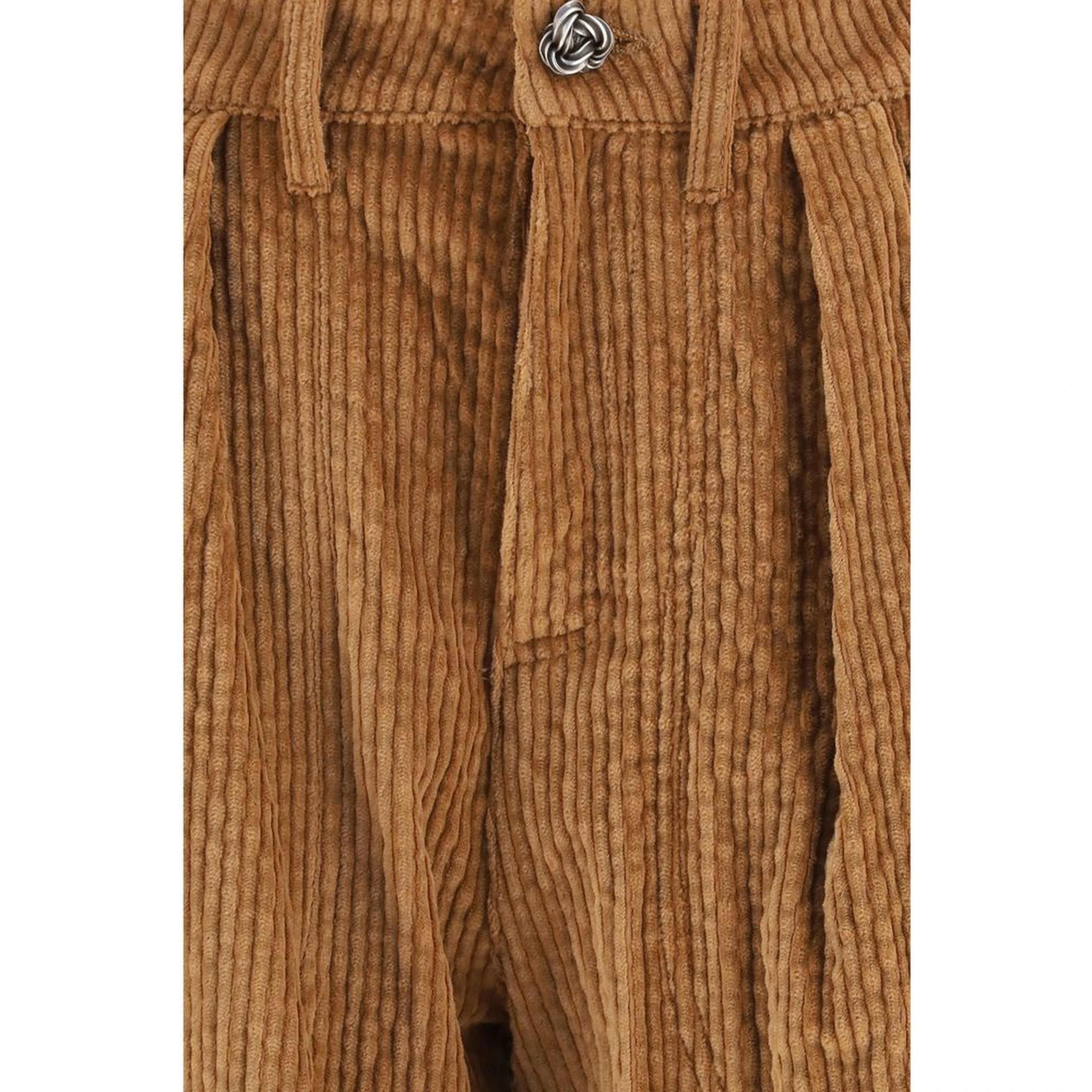 Brown Cotton Casual Pants