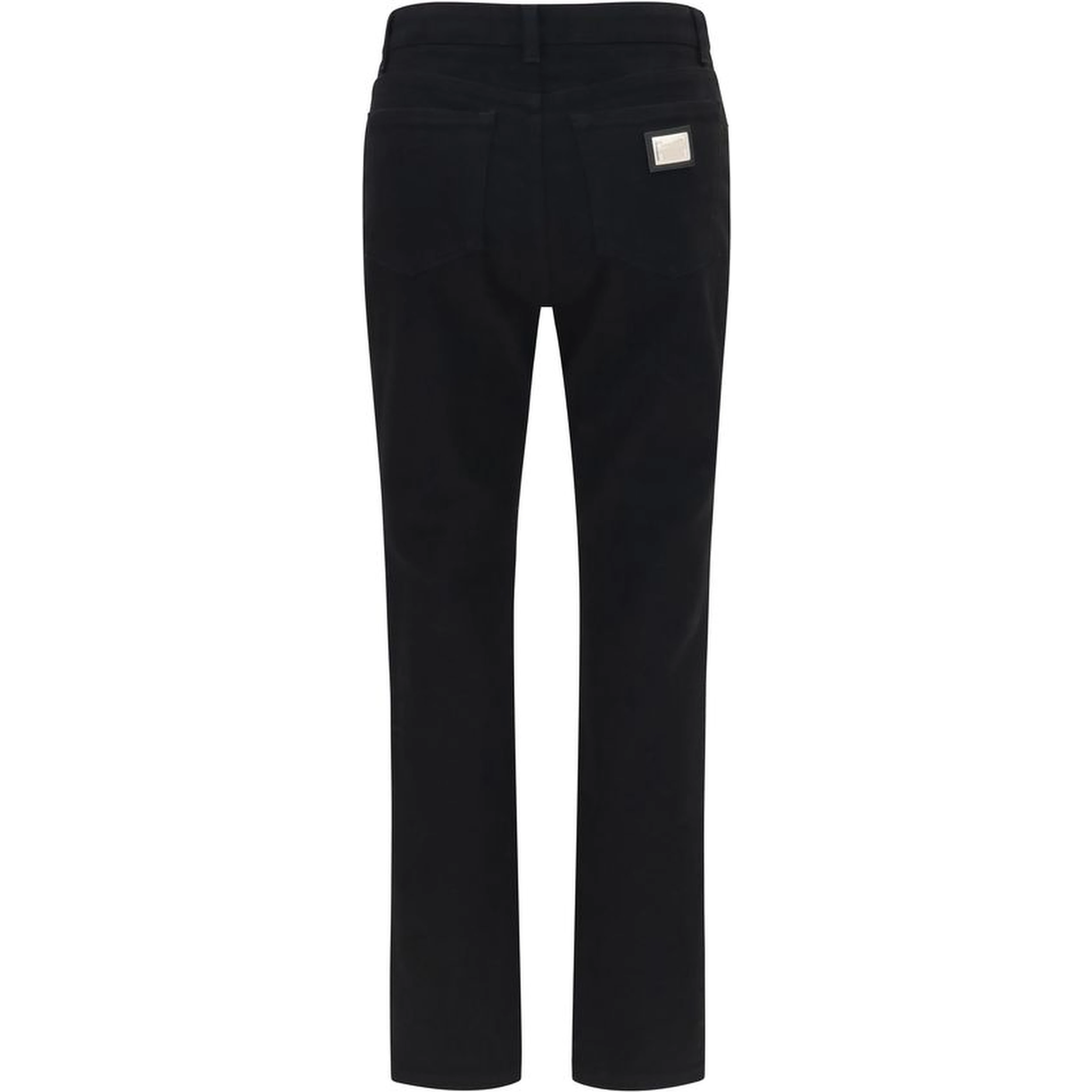 Black Cotton Straight-Leg Jeans
