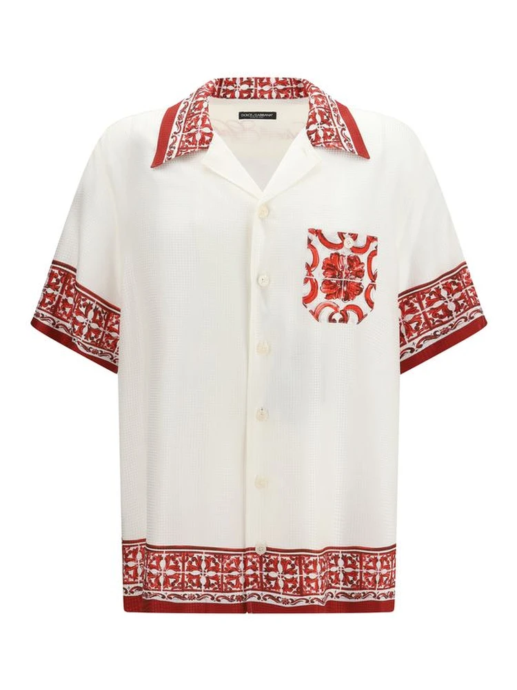 White Silk Pattern Shirt
