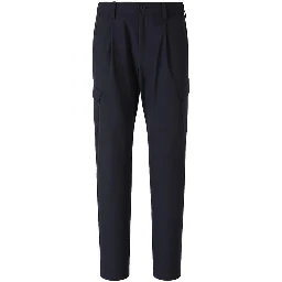 Blue Polyester Cargo Pants