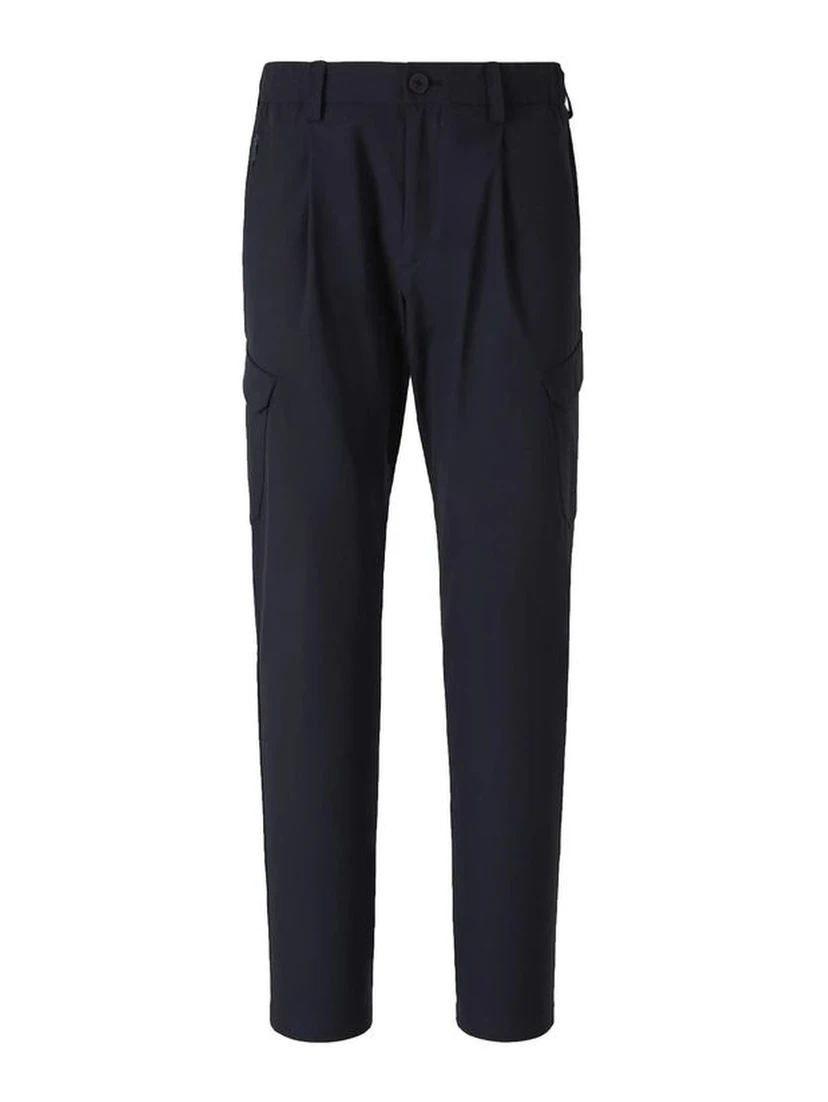 Blue Polyester Cargo Pants