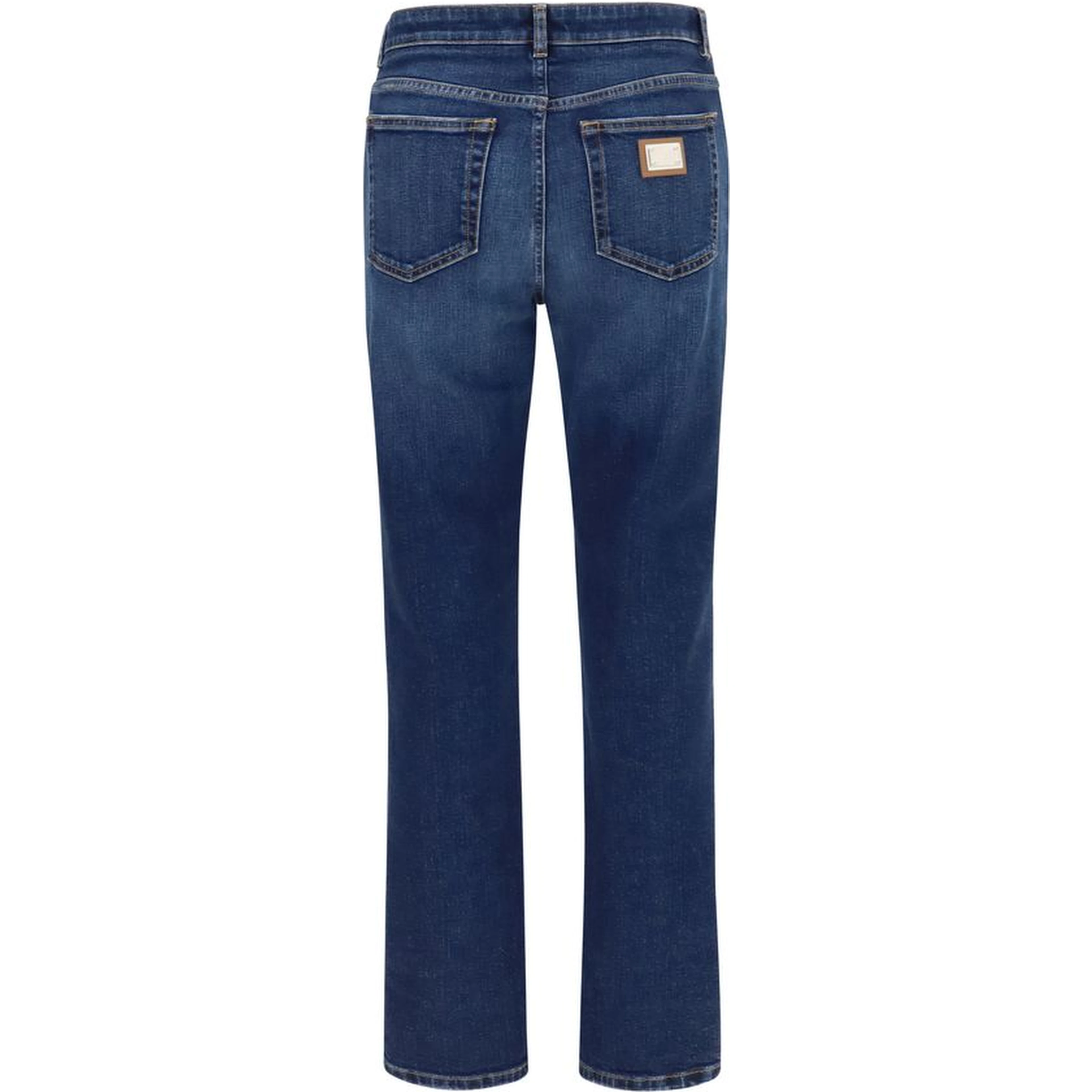Blue Cotton Straight-Leg Jeans