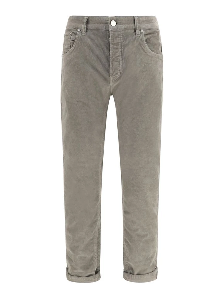 Gray Cotton Casual Pants