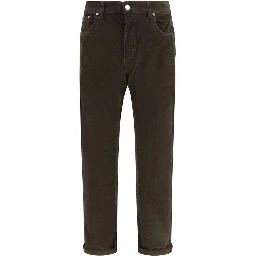 Brown Cotton Casual Pants