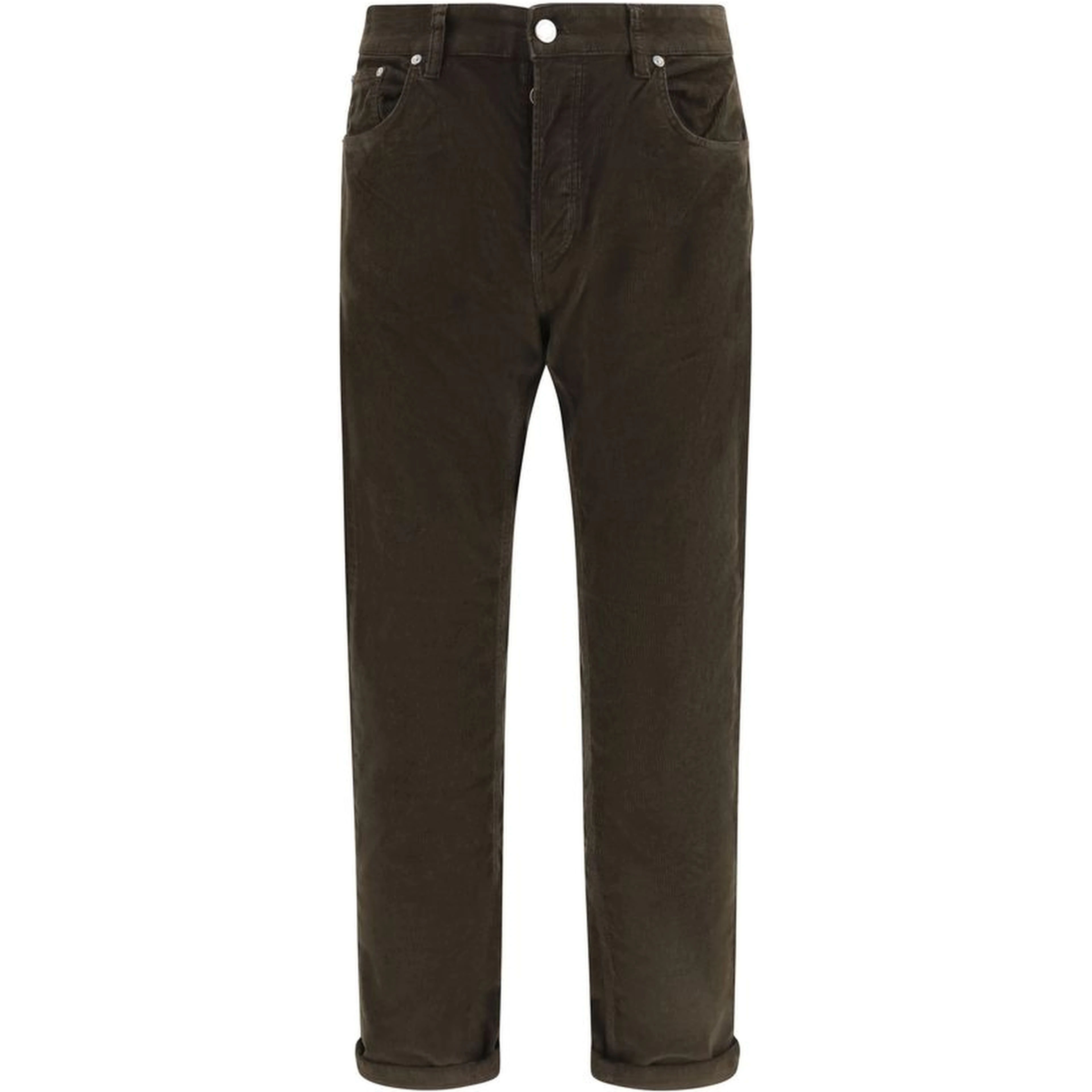 Brown Cotton Casual Pants