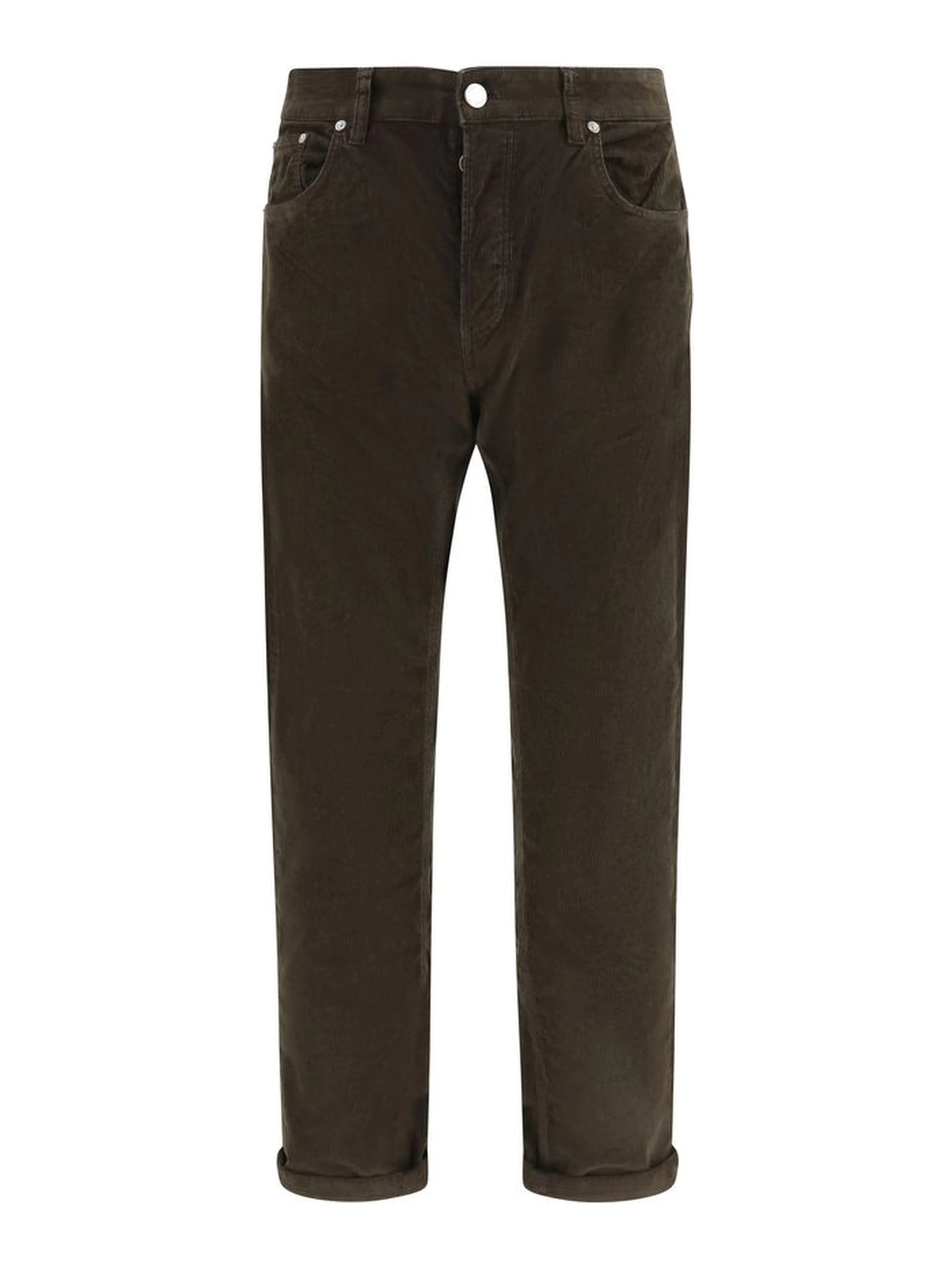 Brown Cotton Casual Pants