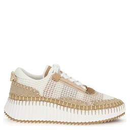 Beige Nylon Athletic Sneakers
