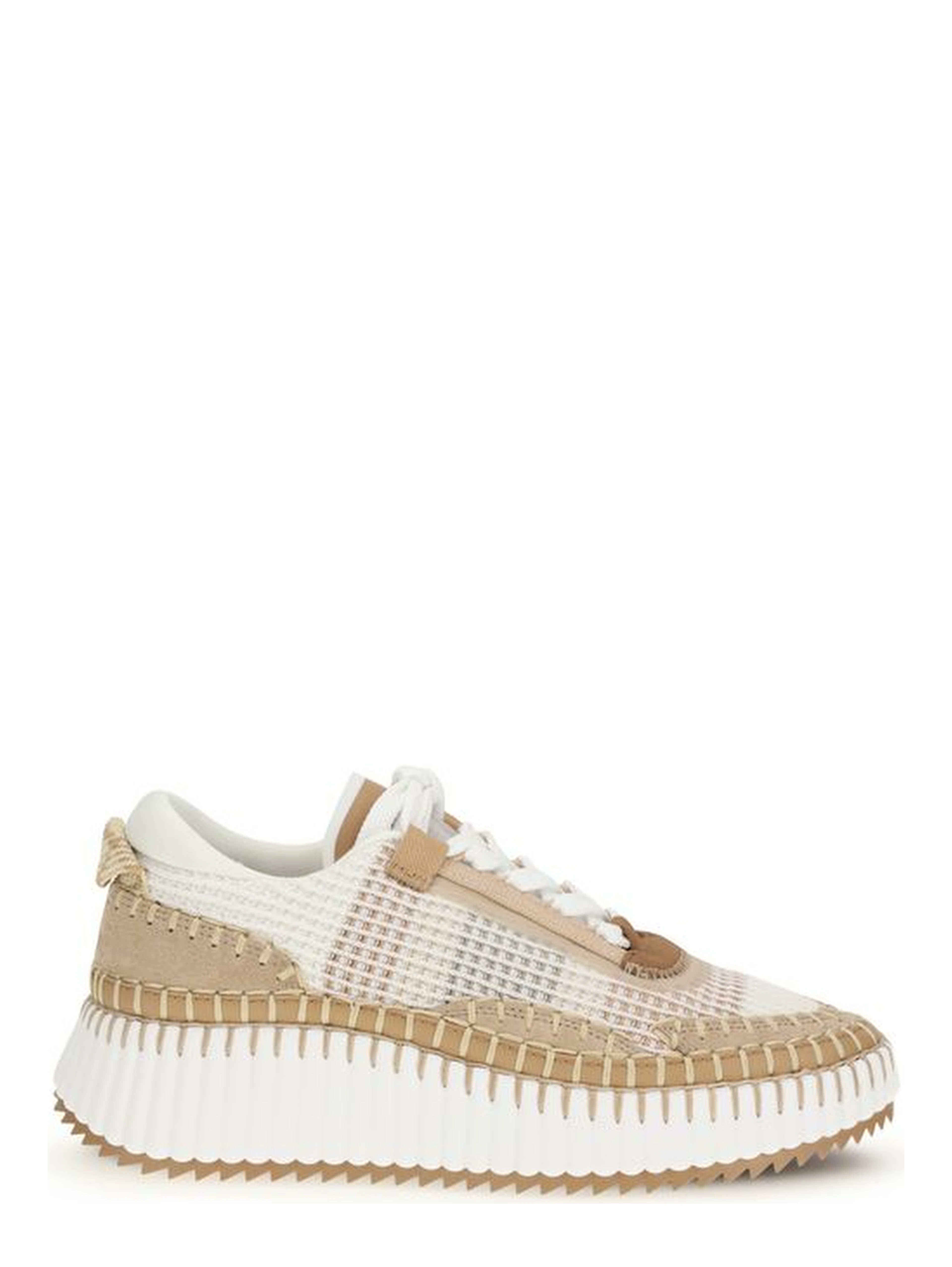 Beige Nylon Athletic Sneakers