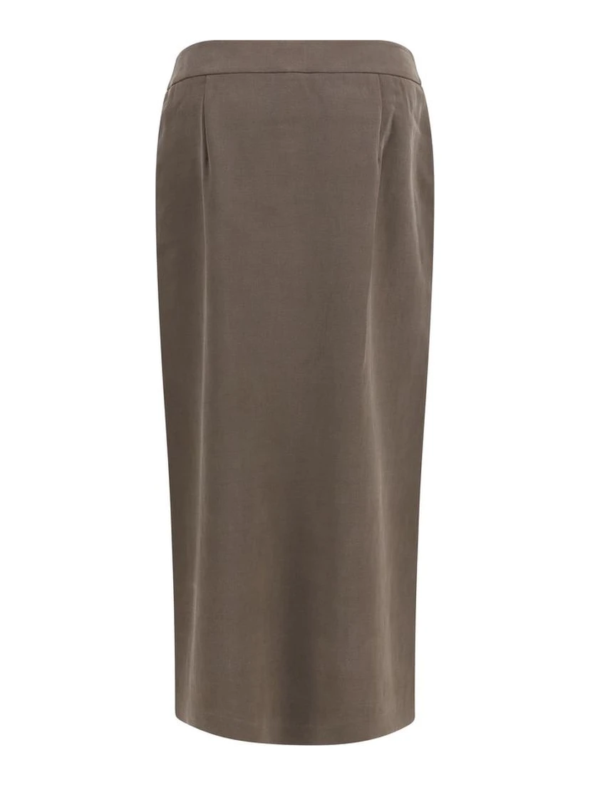 Brown Silk Long Skirt