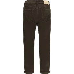 Brown Cotton Casual Pants