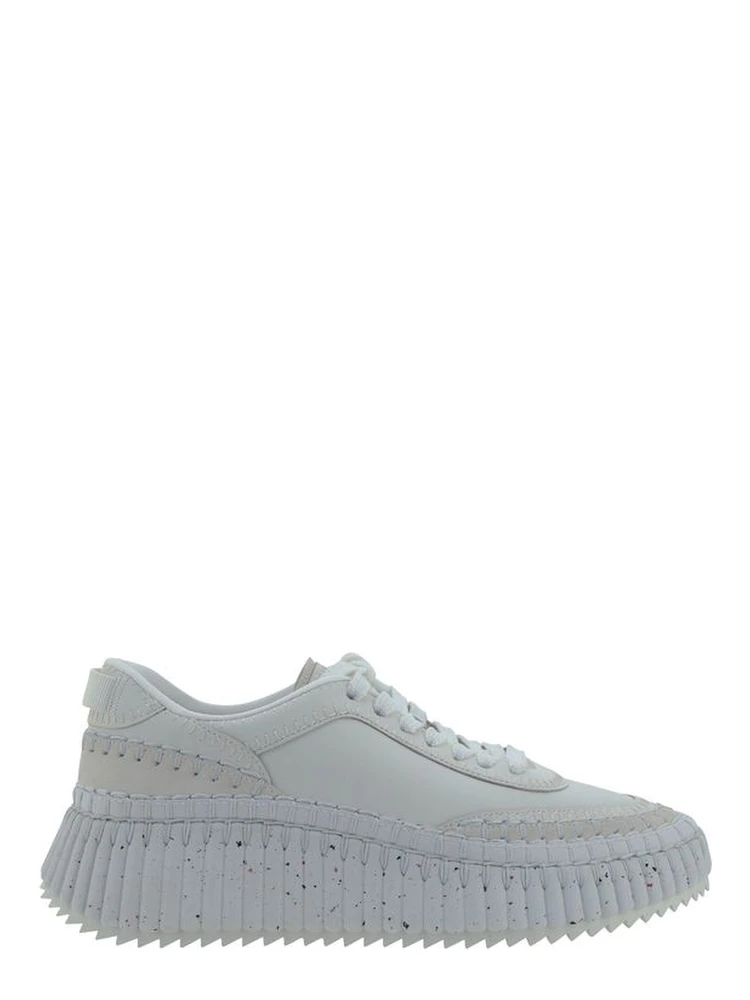 White Calf Leather Bos Taurus Platform Sneakers
