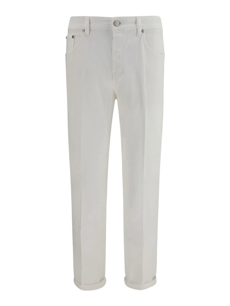White Cotton Slim Fit Jeans