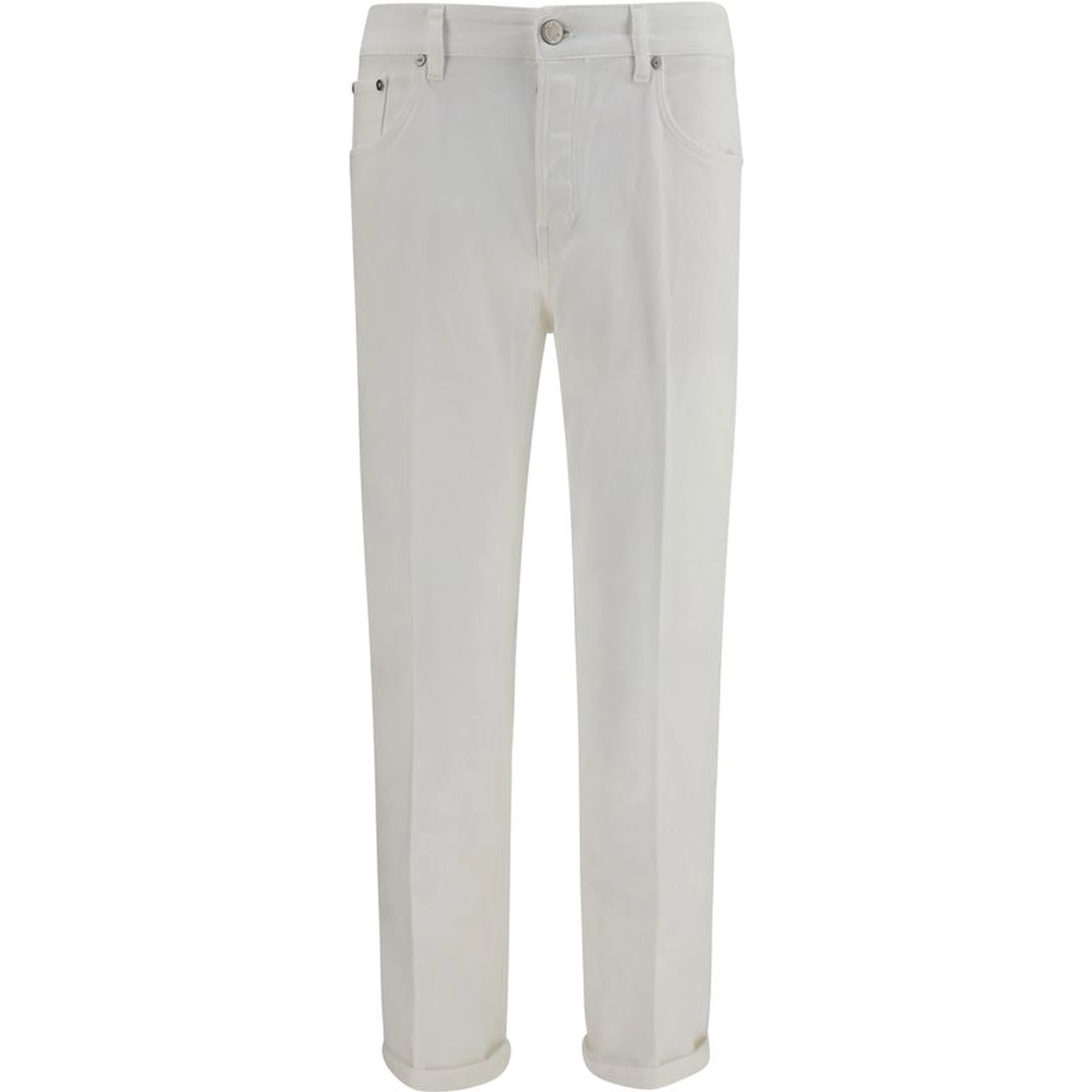 White Cotton Slim Fit Jeans