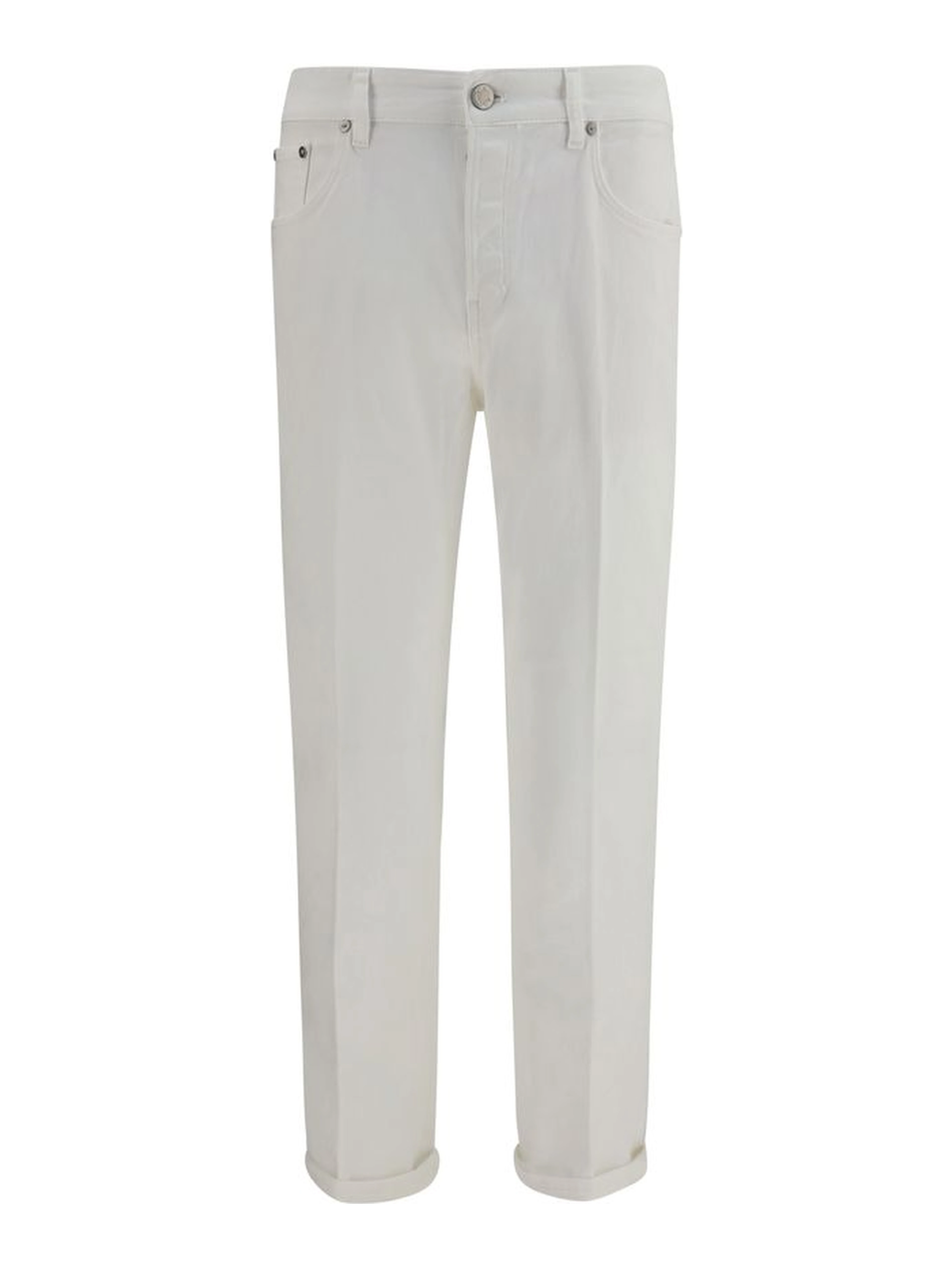 White Cotton Slim Fit Jeans