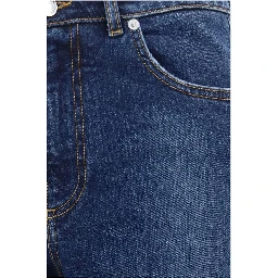 Blue Cotton Straight-Leg Jeans