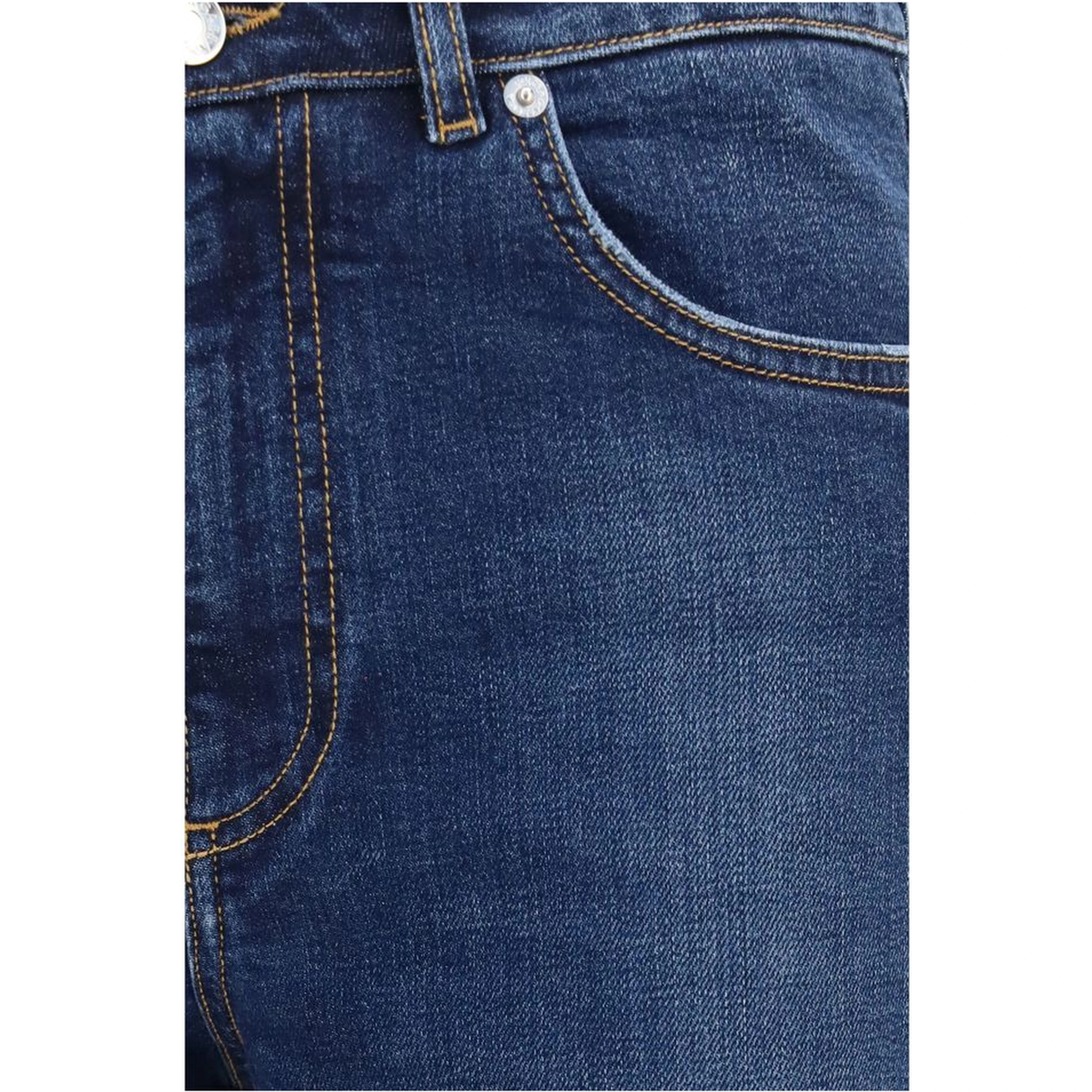 Blue Cotton Straight-Leg Jeans