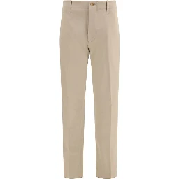 Beige Cotton Casual Pants
