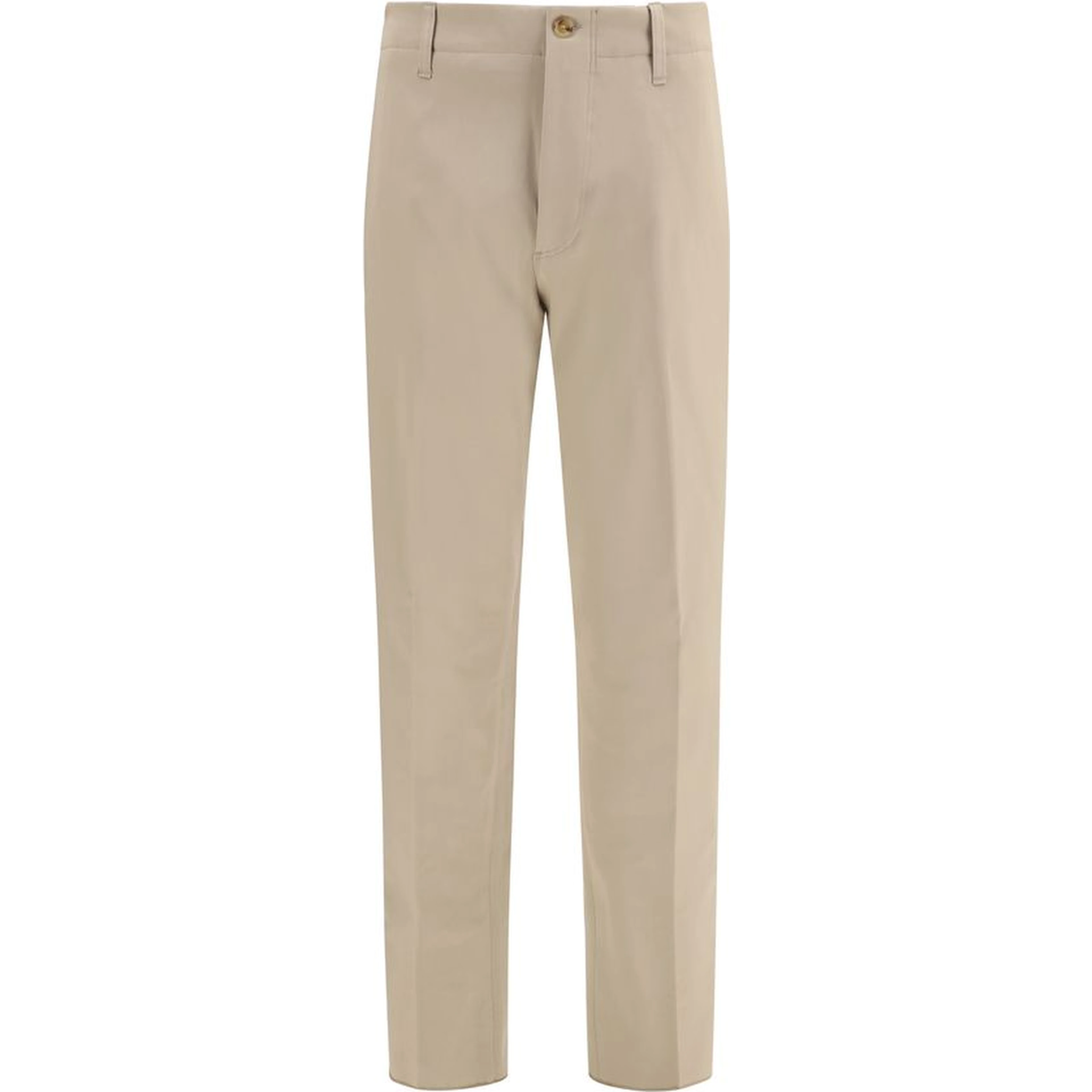 Beige Cotton Casual Pants