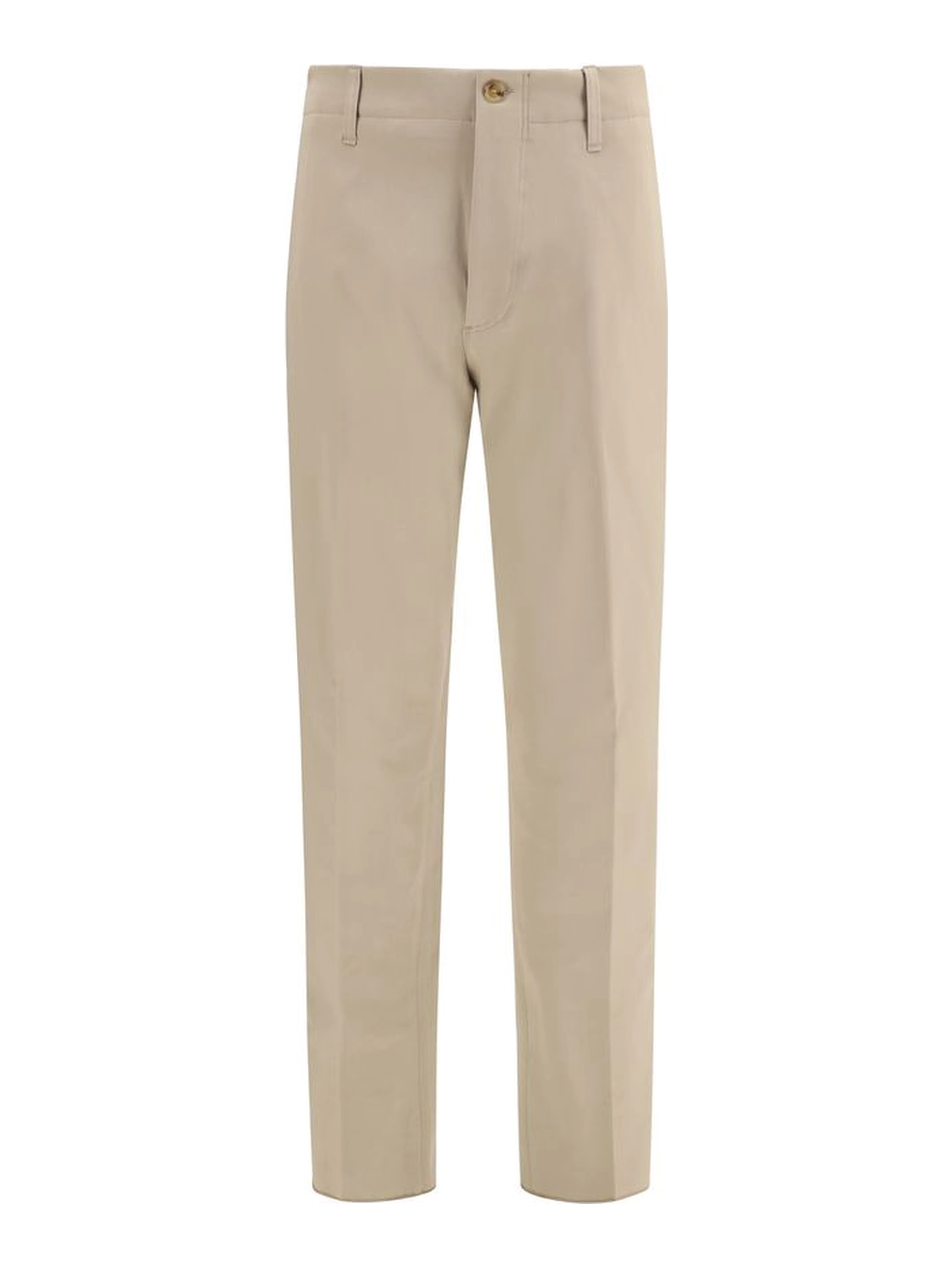 Beige Cotton Casual Pants