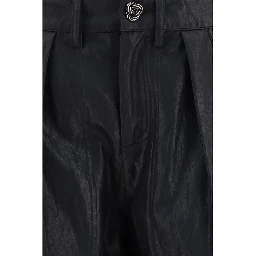 Black Polyester Casual Pants