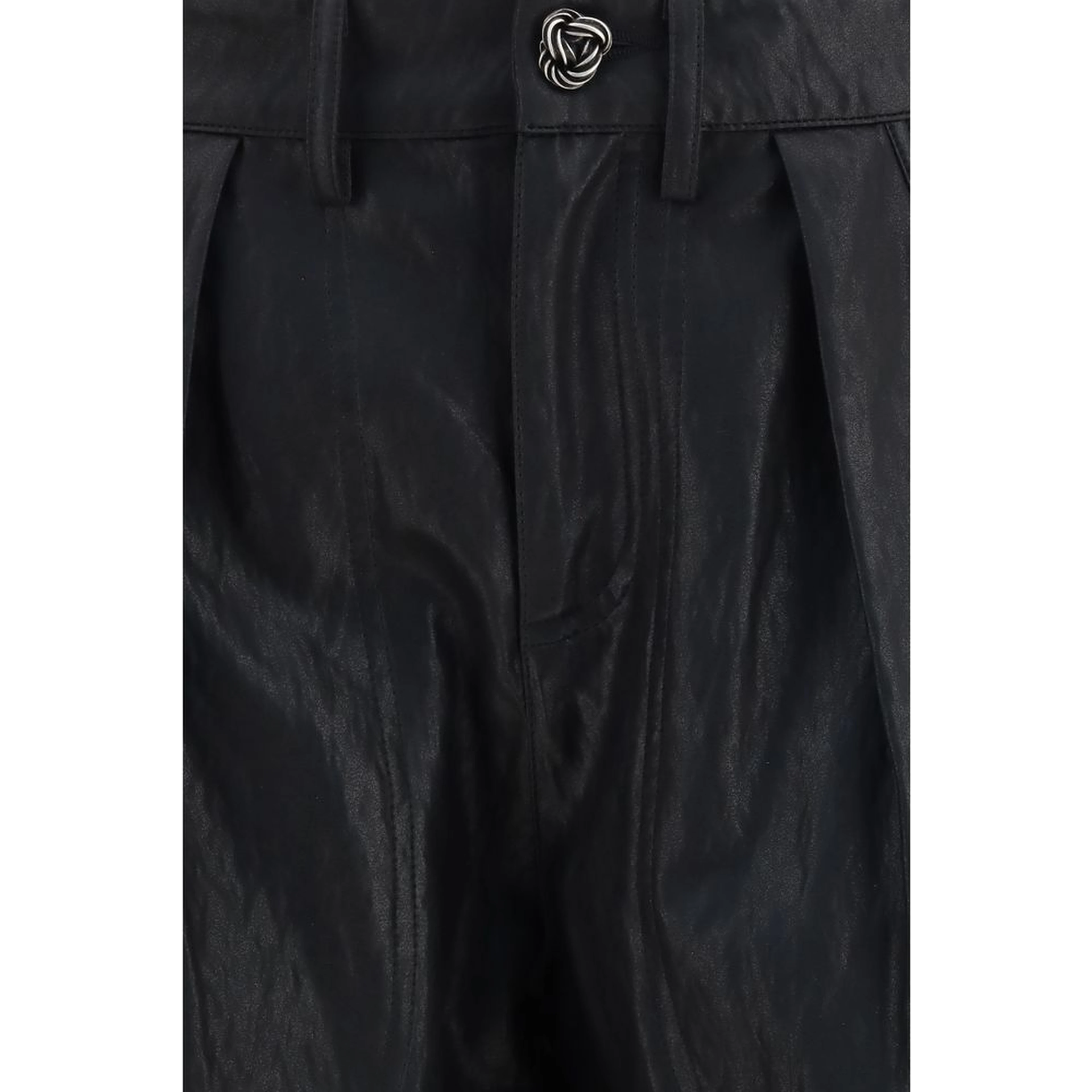 Black Polyester Casual Pants