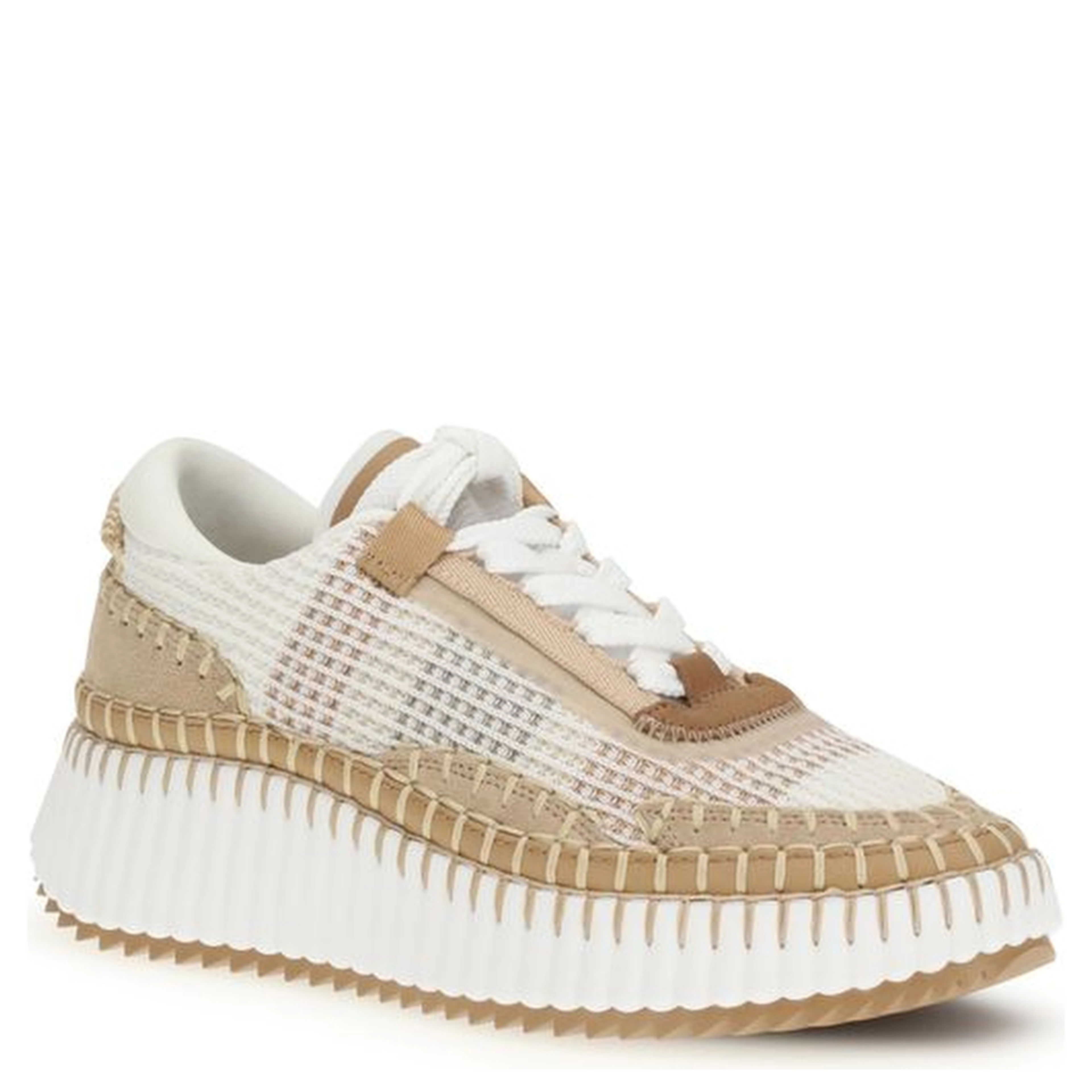 Beige Nylon Athletic Sneakers