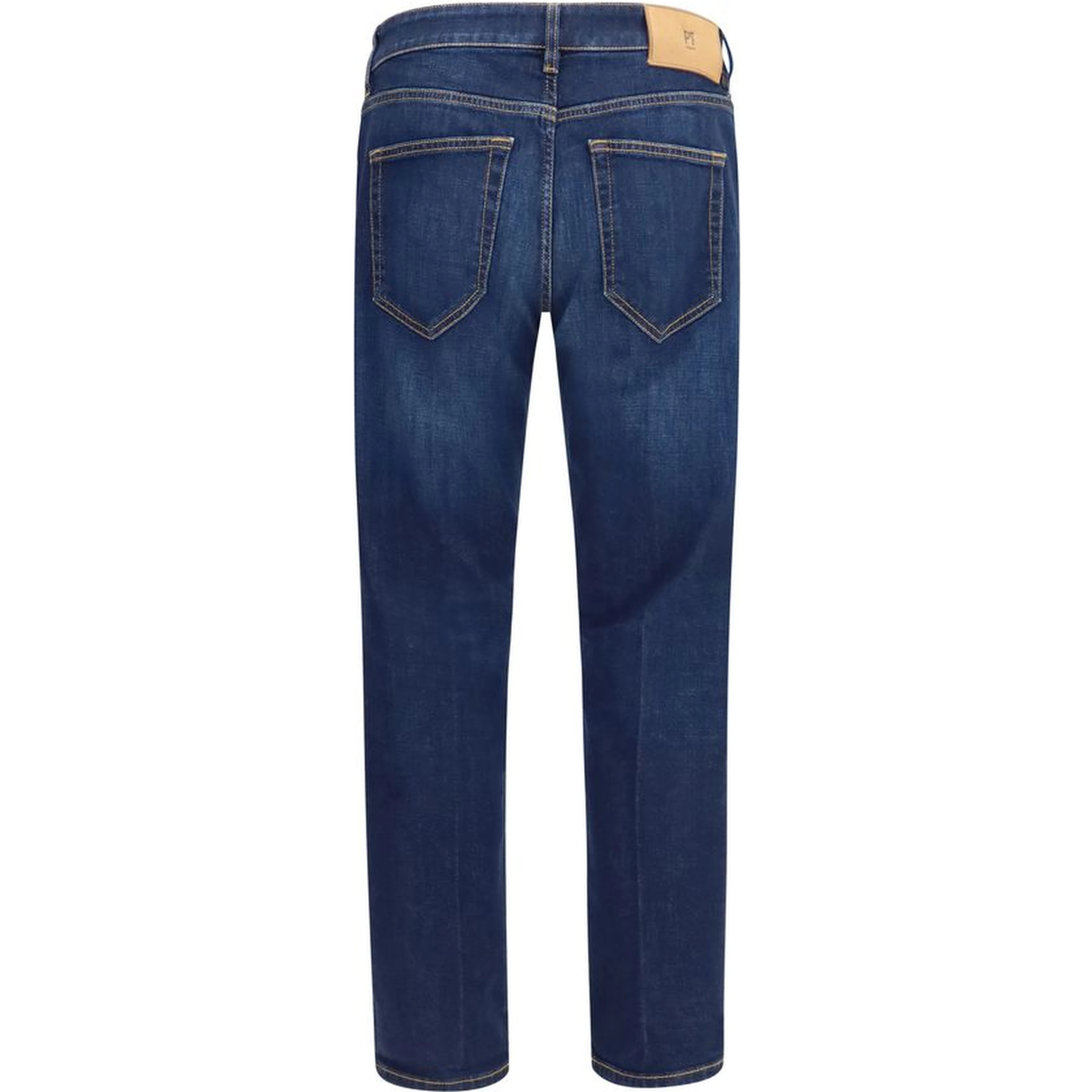 Blue Cotton Straight-Leg Jeans