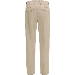 Beige Cotton Casual Pants