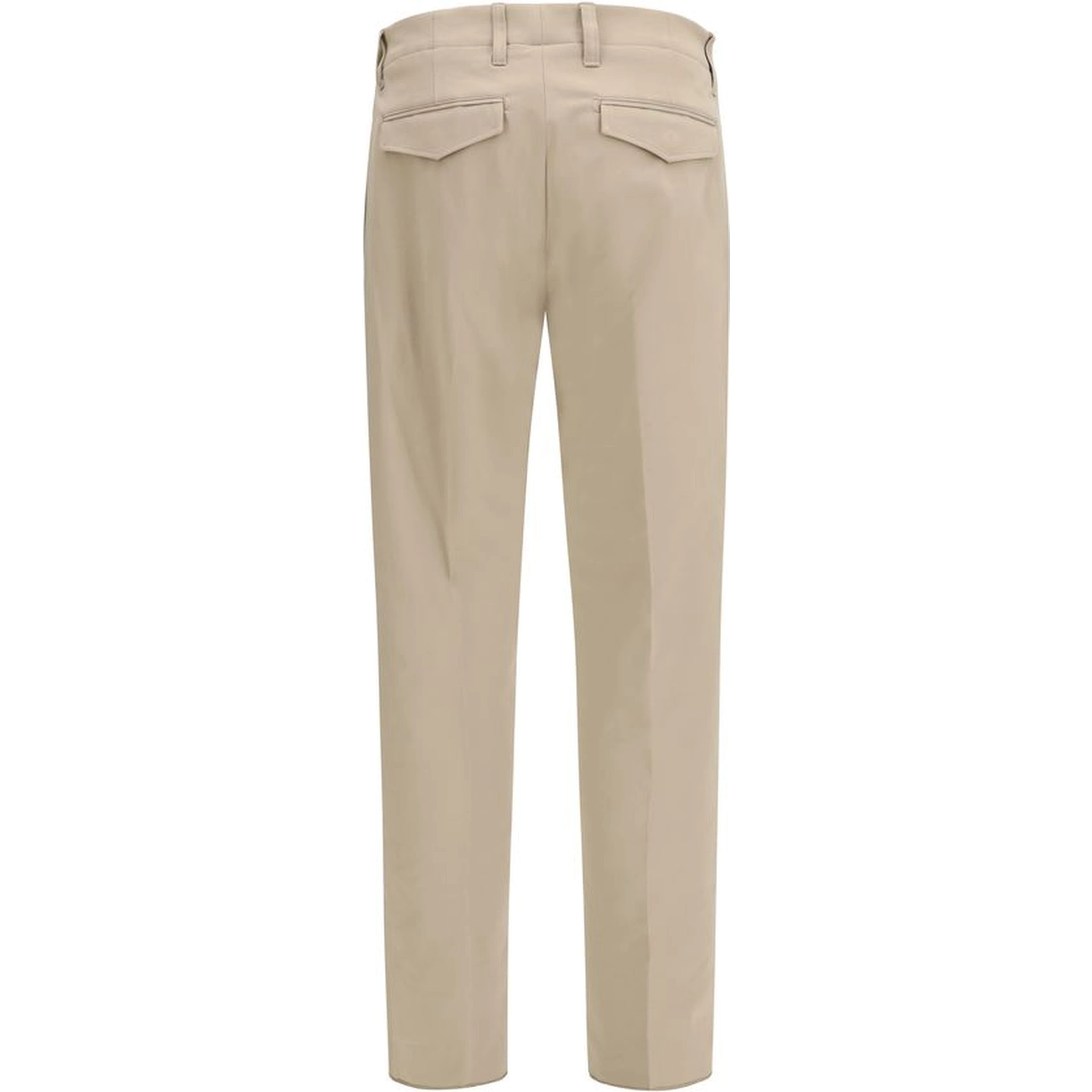 Beige Cotton Casual Pants