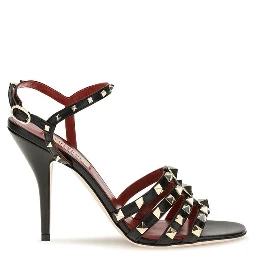 Black Goatskin Stiletto Heel Sandals