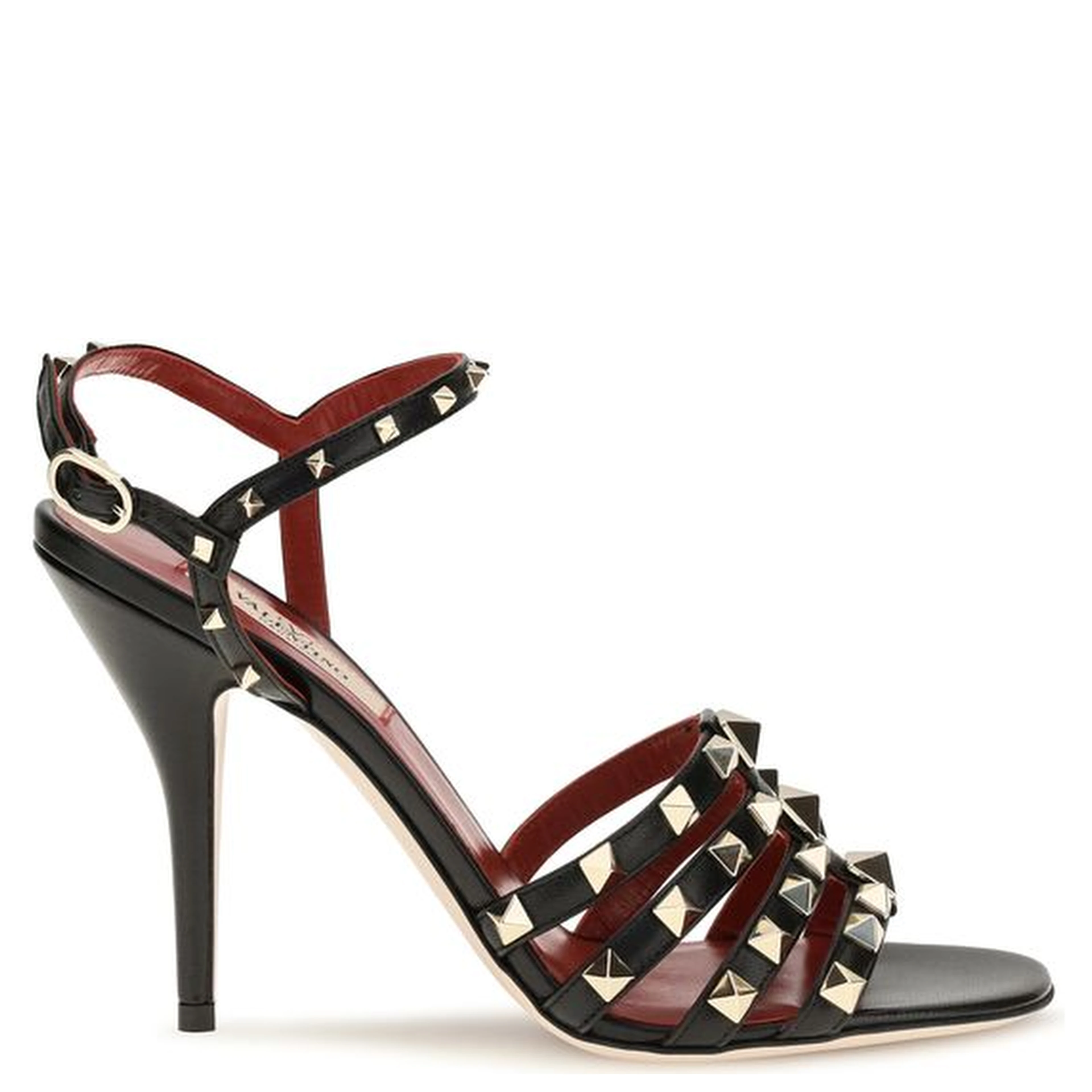 Black Goatskin Stiletto Heel Sandals