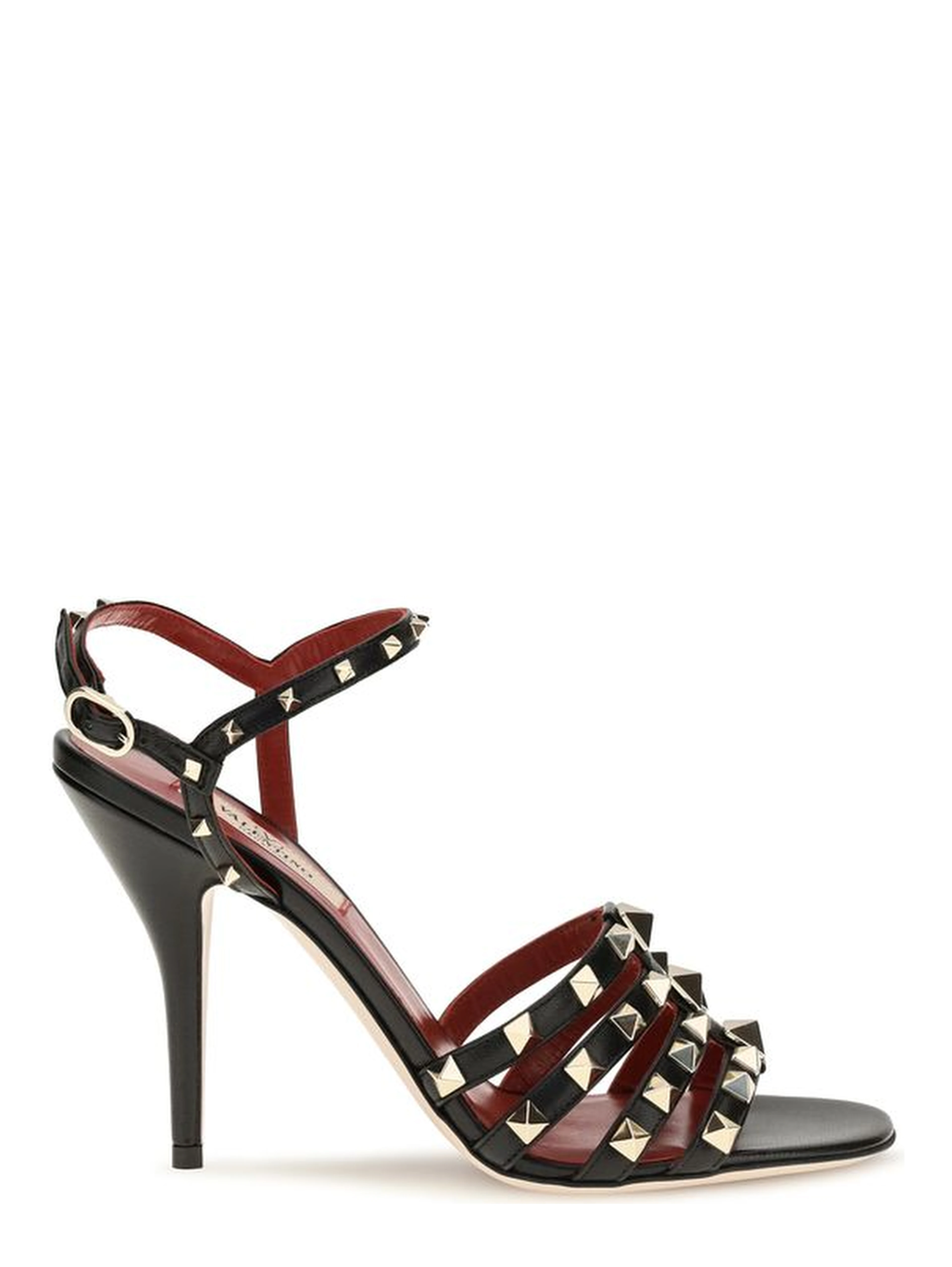 Black Goatskin Stiletto Heel Sandals