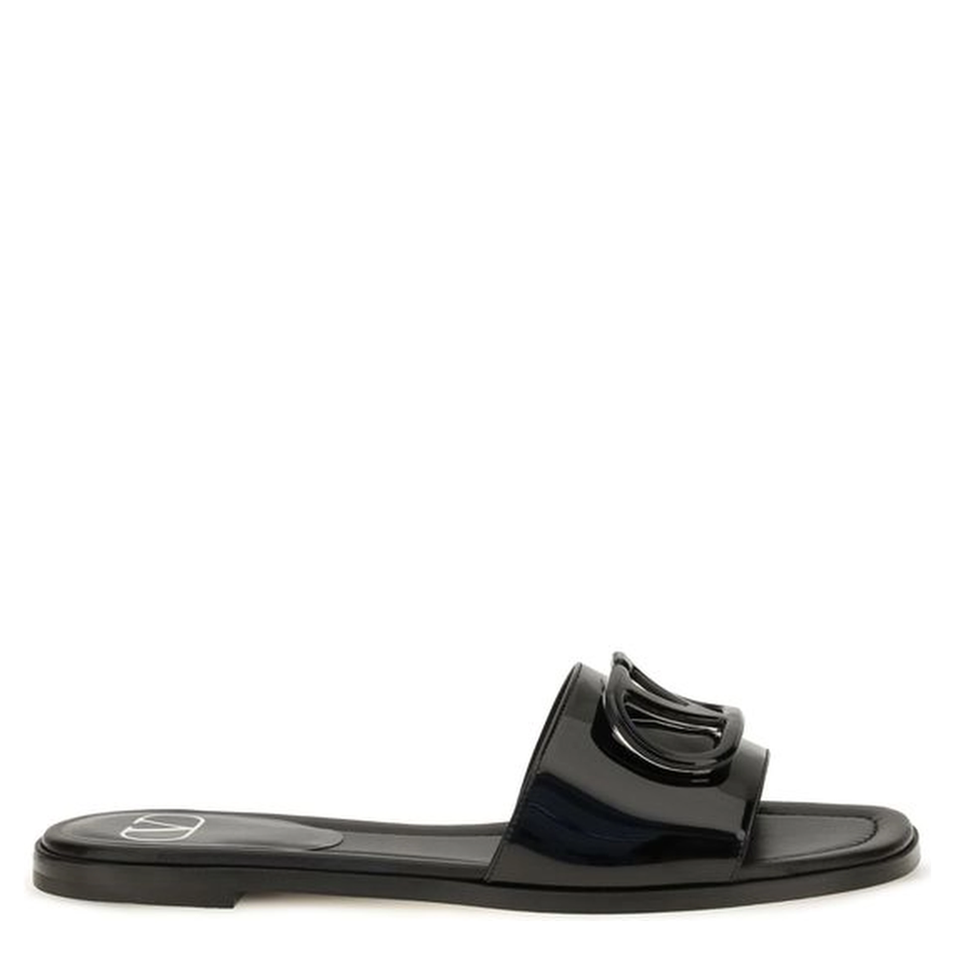 Black Calf Leather Bos Taurus Flat Sandals